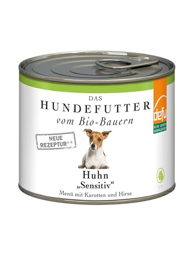 defu Hundefutter | 12 x 200 g | Bio Huhn Sensitiv | Premium Bio Nassfutter Menü | Alleinfuttermittel für Hunde