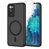 Pnakqil Magnetisch für Samsung Galaxy S20 FE 5G Hülle für Magsafe,Matt Transluzente Handyhülle für Samsung S20 FE mit 2 Panzer Schutz Glas,PC Härte Rückseite Kratzfest Dünn Magnetische Case,Schwarz