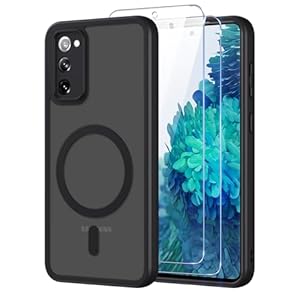 Pnakqil Magnetisch für Samsung Galaxy S20 FE 5G Hülle für Magsafe, Matt Transluzente Handyhülle für Samsung S20 FE mit 2 Panzer Schutz Glas, PC Härte Rückseite Kratzfest Dünn Magnetische Case, Schwarz