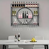 Weinregal Wandregal - Glashalter für Hausbar, Aufbewahrungslösung für Flaschen und Gläser,...