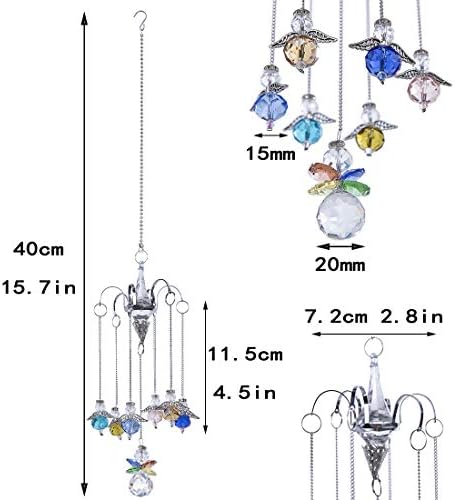 Crystal Wind Chime Shaped Suncatcher Hanging Glass Angel Ornament Ball Prism for Window