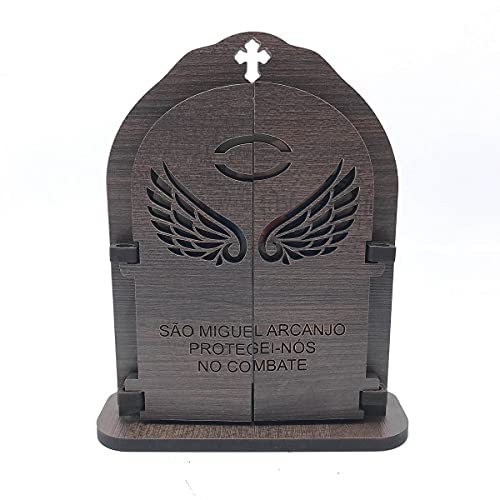 Capela Oração De Mesa São Miguel Arcanjo Mdf Com Porta Vazada