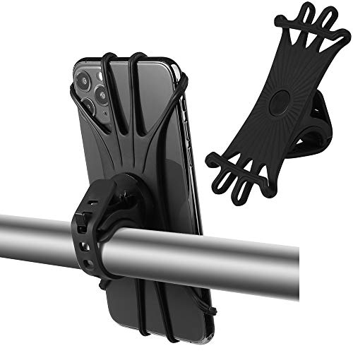 Kimwing Bike Phone Mount Holder for iPhone 12 Pro Max, Silicone Bicycle Motorcycle Handlebar Mount Case for Samsung S20 UltraNote 20 Ultra Note 10 + S20 + S10 plusOnePlus 8 ProMoto G Power, Black