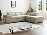 Vente-unique - Sofá Cama rinconero Derecho de Tela Beige MELICENA