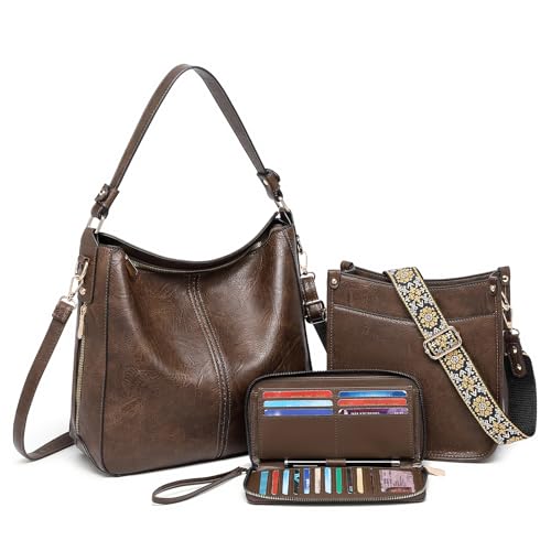 Purses for Women 3PCS, Crossbody Bags Set Large Leather Purse Shoulder Handbags with Wallet Adjustable Straps for Ladies Tote by BAVERGE - Used condition - US$28.40