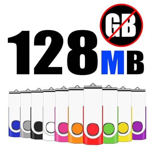 EASTBULL Memory Stick 128MB USB 10Pack, USB 2.0 Thumb Flash Drives Swivel Design Pen Memory Stick Fold Storage (10 Mixed Color With Lanyard) - Image 5