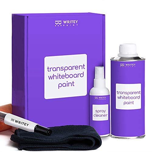 White Board Paint, 50 Square feet, Clear Coat, Stain Proof Clear Dry Erase Surface, Patented No Mixing, Whiteboard Paint Formula with Whiteboard Renew Spray Cleaner, Dry Erase Paint for Wall