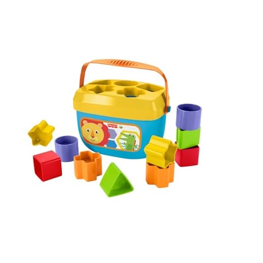 Fisher-Price FFC84 - Babys Erste Bausteine Baby Spielzeug Formensortierspiel mit Spielwürfeln und Eimer zum Verstauen ab 6 Monaten