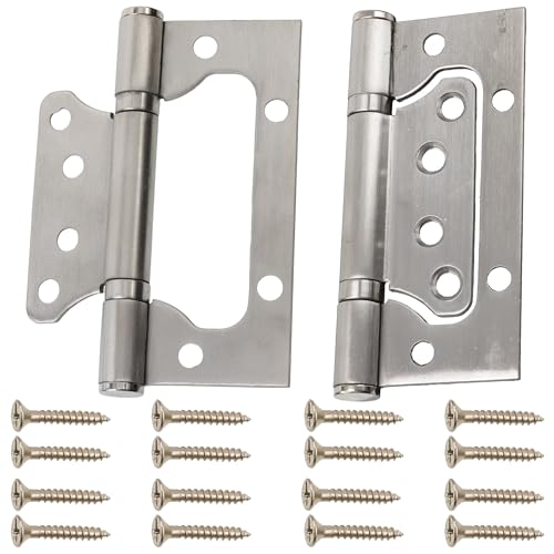 AERZETIX - C42694 - Juego de 2 bisagras 'mariposa' 105x50x100mm con 8 agujeros - elemento de unión para carpintería - en acero - color plata - puerta mueble armario renovación