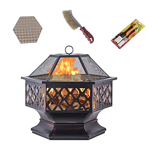 CCKUYT Fogata al Aire Libre y Parrilla para Patio y jardín. Brasero portátil con Rejilla para fogatas, Camping, calefacción al Aire Libre y picnics.