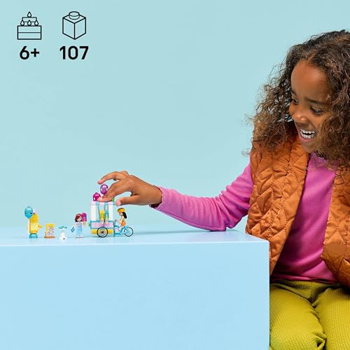 Image of LEGO Friends Ice Cream & Balloon Stand - Pretend Play Toy - 2 Minidolls, Balloons and Bike - 42692