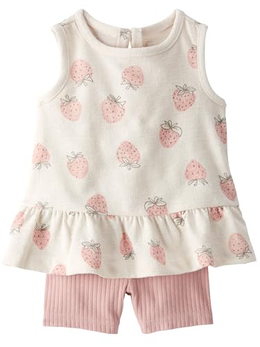 Image of Little Planet by Carter's Girl 2-piece Shorts Set made with Organic Cotton, Strawberry Print, 24M
