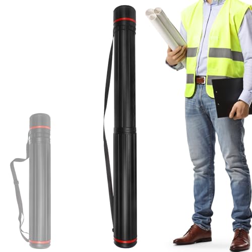 Image of DUNCHATY Expandable Poster Tube with Strap - 25 inch-38.5 inch Blueprint Storage Tube - Waterproof Lightproof Document Carrier for Artwork Maps & Plans