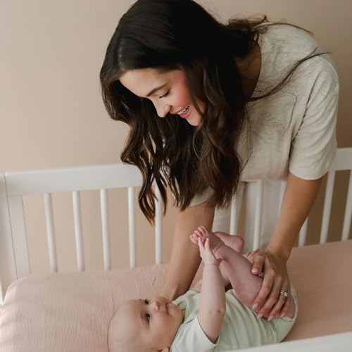 snuggle me® Organic Cotton Crib Sheet 2 Pack - Baby Crib Sheets Girl & Boy, 2 Neutral Shades, Silky-Soft, Breathable & Gentle, Fits Standard-Sized Cribs (52″ x 28″) by snuggle me - Image 5