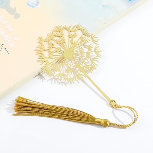 Marque-page en forme de feuille creuse en forme de clou de girofle rose, outil de marque de page en acier inoxydable, simple pampilles pour les amateurs de lecture (pissenlit, doré) – vue 2