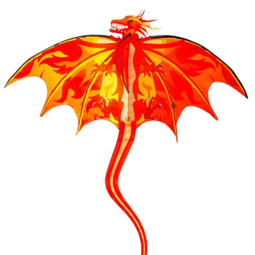 4 Pack Kites - Large Fire Dragon Kite Green Snake Kite Devil Fish Kite Red Mollusc Octopus With Long Colorful Tail For Kids Adults Outdoor Game Activities #TOP2