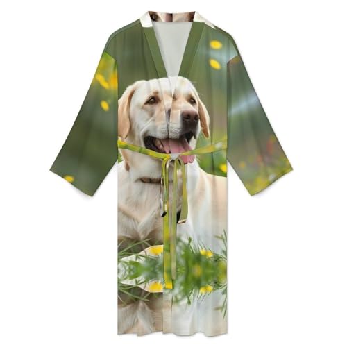 Labrador Retriever Dog Lazy Time Funny Men's Robe Soft Lightweight Bathrobe Long-sleeve Spa Robes 6