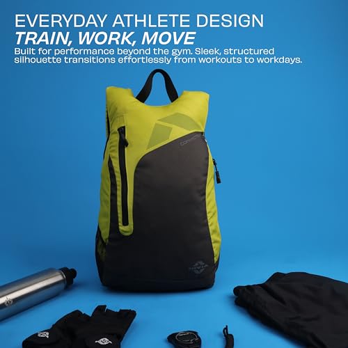 Image of Nivia Conviction 2.0 Sports Backpack For Men And Women, 25L Lightweight Gym And Training Bag With 15-Inch Laptop Compartment, Padded Straps, Quick Access Pocket, Side Bottle Holder (Black /Yellow)