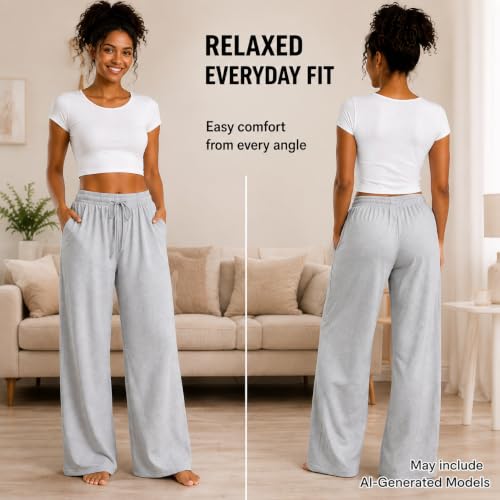 Image of Essential Elements Womens 3 Pack PJ Pants 100% Cotton Jersey Lounge Pajama | Soft Lightweight Breathable Knit With an Elastic Waist, Comfy for Sleep, Lounging and Relaxed Everyday Wear