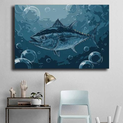 Poster océan thon bleu pour décoration murale de bureau