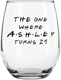 The One Where Custom Birthday Large 21oz Stemless Wine Glass for any Age Personalized by Crazy Paisley Designs.