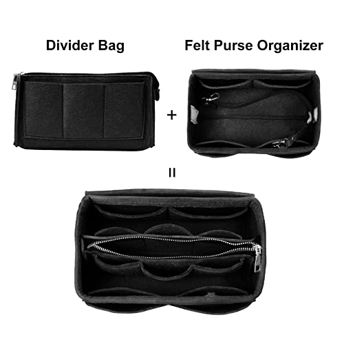 Surblue Purse Organizer Insert For Handbags, Felt Bag Organizer For Purse, Tote Bag Organizer, Tote Shaper Insert With Zippers, Thicken And Portable Handbag In Bag For Speedy Neverfull, (Black, S) #TOP1