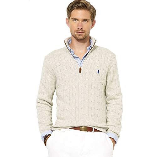 Preisvergleich Produktbild Polo Ralph Lauren Baumwollpullover Cable-Knit Half Zip (M, Andover Cream)