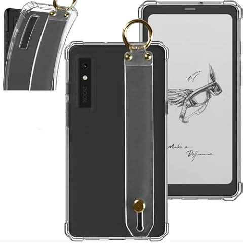 GOVTVA Handheld Clear Case for 6.13" Boox Palma/Boox Palma 2/Boox Kant/Boox Kant 2 - Premium Slim Silicone Cover with Portable Buckle & Hand Strap (Clear Hand Strap) Cover