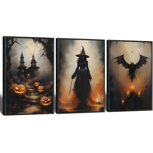 3 Piece Set Halloween Wall Art Canvas Posters Set Vertical