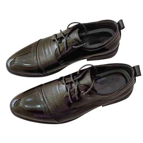 Men Vintage Low-Top Lace-Up Leather Shoes，Pointed Toe Flat Anti-Slip Solid Color Oxford Shoes Breathable Casual Work Shoes Business Office Shoes