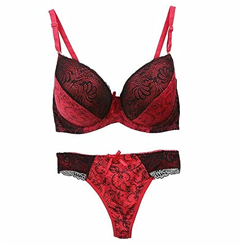 Femme Armatures Rembourré Plongeant Soutien-Gorge Lingerie String Ensemble 95-B