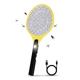 Straame Rechargeable Electric Fly Swatter & Fly Zapper, USB-C Charging, COB LED Light and 3000–3700 V Triple Mesh, Bug Zapper Racket Fly Catcher for Home, Garden, Indoor & Outdoor Use Mosquito Killer
