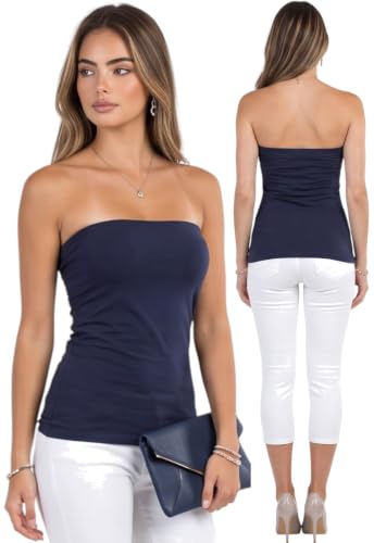 Image of ToBeInStyle Women's Cotton-Spandex Blend Stretchy Tube Top