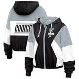 WEAR by Erin Andrews Women's Black/Gray Las Vegas Raiders Plus Size Color Block Full-Zip Windbreaker Jacket