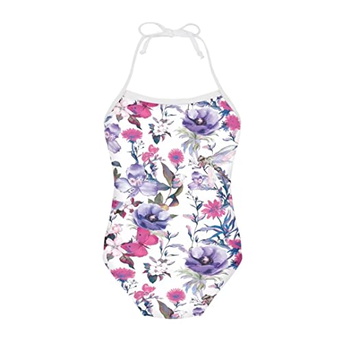 Image of Pinupub Girls Cute Swimsuit One Piece Bathing Suit Sleeveless Halter Neck Swimwear Beachwear