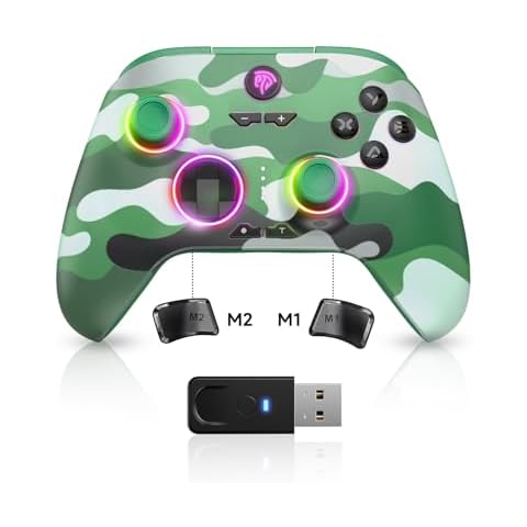 EasySMX X15 PC Controller with Hall Joysticks/Hall Triggers/RGB Lighting - Work for Windows PC, Android, Steam and Switch, Green Cover