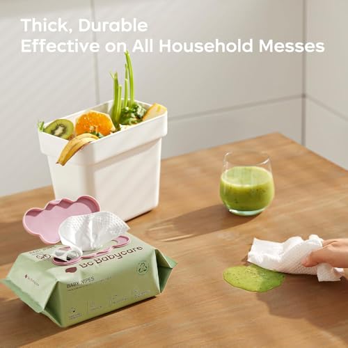 Image of Bc Babycare Cloud Moist Baby Wipes, Thick & XL, 99% Water, Ultra-Hydrating, Unscented, Hypoallergenic for Sensitive Skin, Biodegradable, 1 Flip-Top, 300 Count
