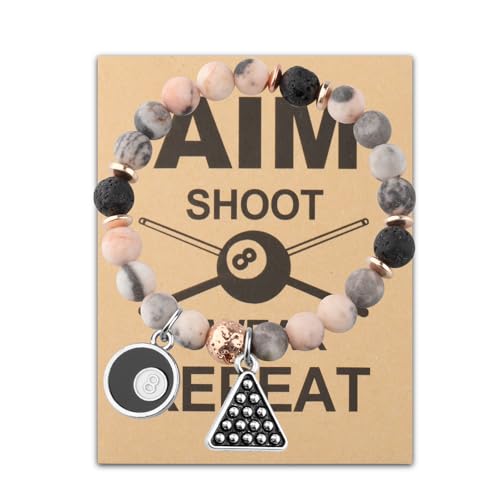 CHOORO Billiards Ball Bracelet Pool Player Gift Pool Ball Lucky 8 Ball Charm Bracelet Gift for Billiards Lover