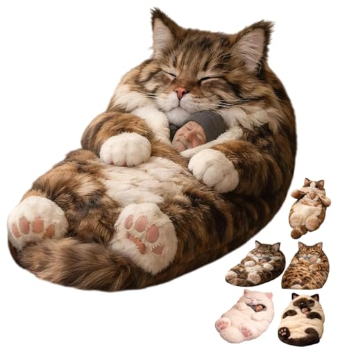 Fluffy Cat Sleeping Bag for Adults Cozy Animal-Themed Blanket for Camping Travel and Home Use (C3)