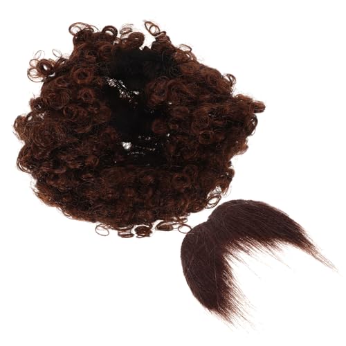 Totority アフロウィッグとけひげ 男性用 パーティー コスプレ用 海賊ひげ 小道具 装飾用口ひげ