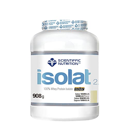 Scientiffic Nutrition - Isolat 2.0, Whey Protein, Suplemento de Proteina Aislada ISO con Lactasa, Proteina de Suero de Leche en Polvo - 908g, Vainilla.