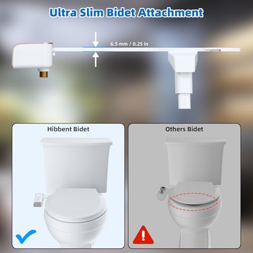 Image of Hibbent Bidet Attachment for Toilet, Non-Electric Dual Nozzle for Frontal & Rear Wash, Adjustable Water Pressure Control, Fresh Water Bidet Toilet Seat, Self Cleaning Water Sprayer, Rose Gold