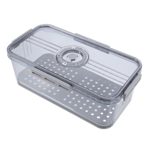 GRIRIW Airtight Plastic Bread Box with Integrated Timer Kitchen Countertop Storage Container for Fresh Bread Donuts and Cookies Versatile Fridge Organizer for Home and Office Use