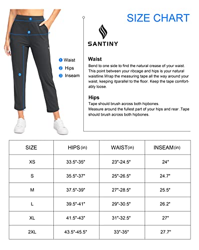 Santiny Women's Golf Pants With 3 Zipper Pockets 7/8 Stretch High Waisted Ankle Pants For Women Travel Work (Light Grey_L) #TOP5