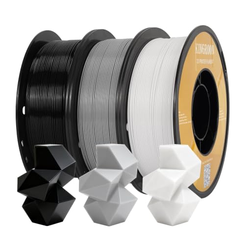 Kingroon High Speed PETG 3D Printer Filament 1.75mm, 3D Printer Rapid Filament for 30-600mm/s Hyper Printing Filament, Dimensional Accuracy +/- 0.03 mm, 3 kg Plastic Spool (6.6lbs（Black&White&Gray）