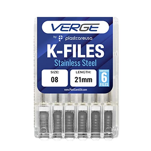 Dental Endodontic 21Mm Endo K Files (3 Packs Of 6) (18 Total Stainless Steel K-Files) (#8 Grey) #TOP4