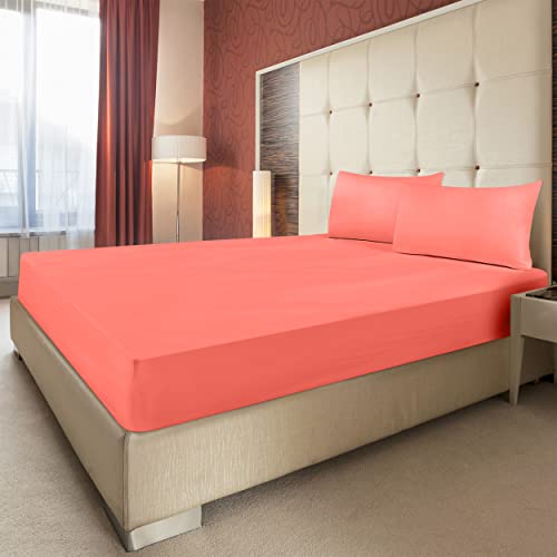 Utopia Bedding Queen Fitted Sheet - Bottom Sheet - Deep Pocket - Soft Microfiber -Shrinkage And Fade Resistant-Easy Care -1 Fitted Sheet Only (Coral) #TOP4