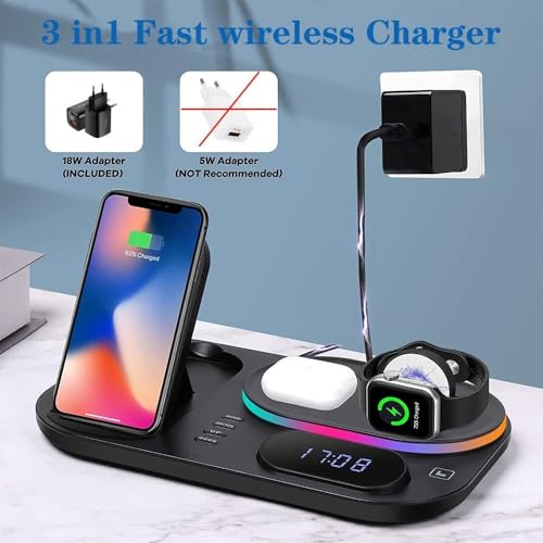 Chargeur sans fil 4 en 1 multi-appareil compatible iPhone et Watch avec LED 30W - 3