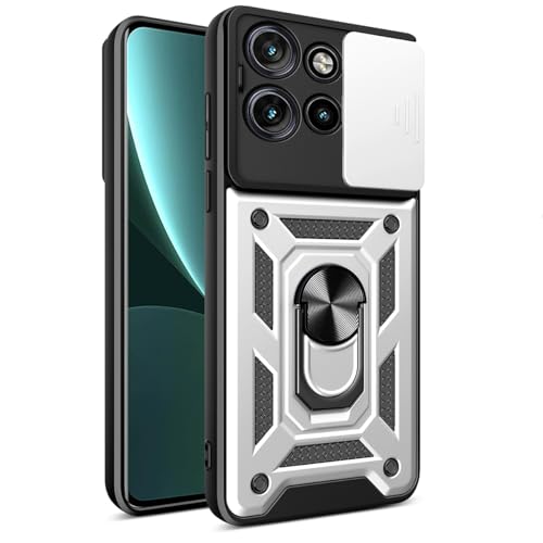 YSONCHAN Coque pour Motorola Moto G 5G (2025), Housse Protection avec Antichoc Cover Objectif, Étui Bumper avec Anneau Magnétique et Support, Coque Robuste. Argent