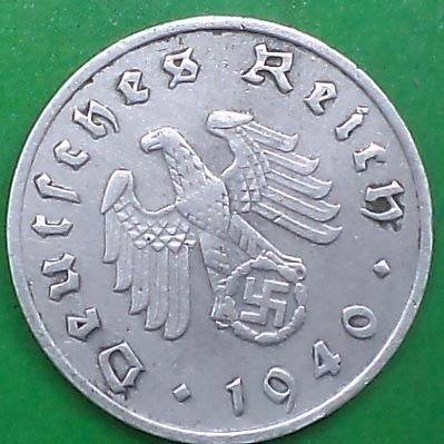 1940 E Nazi WW-2 ERA HITLERS Dresden Mint 10 REICHPENNIG ZINC Coin